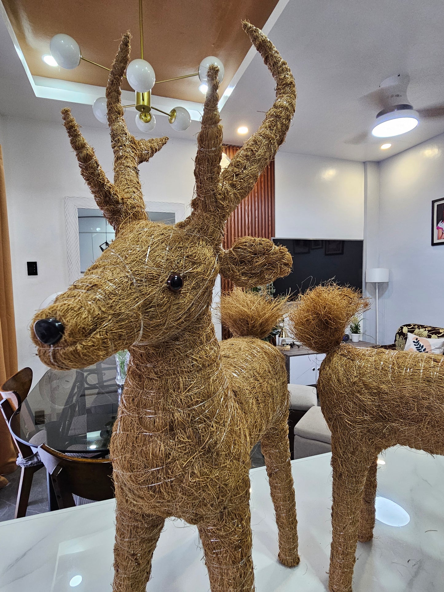 2FT Reindeer Christmas Decoration Handicraft Coco Fiber Xmas Decor - 2 PCS