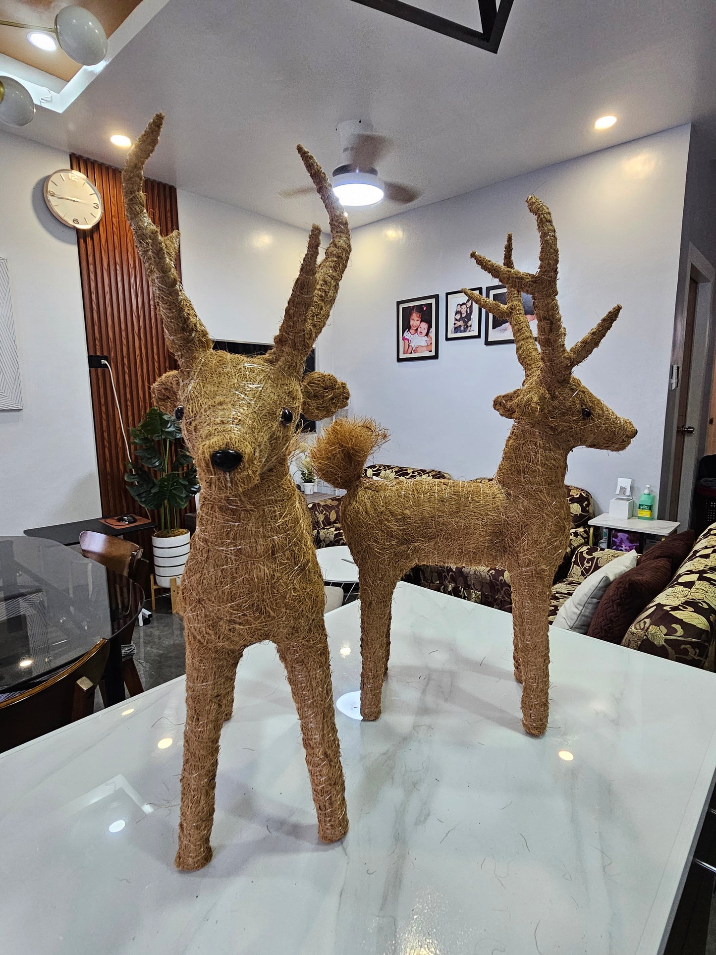 2FT Reindeer Christmas Decoration Handicraft Coco Fiber Xmas Decor - 2 PCS