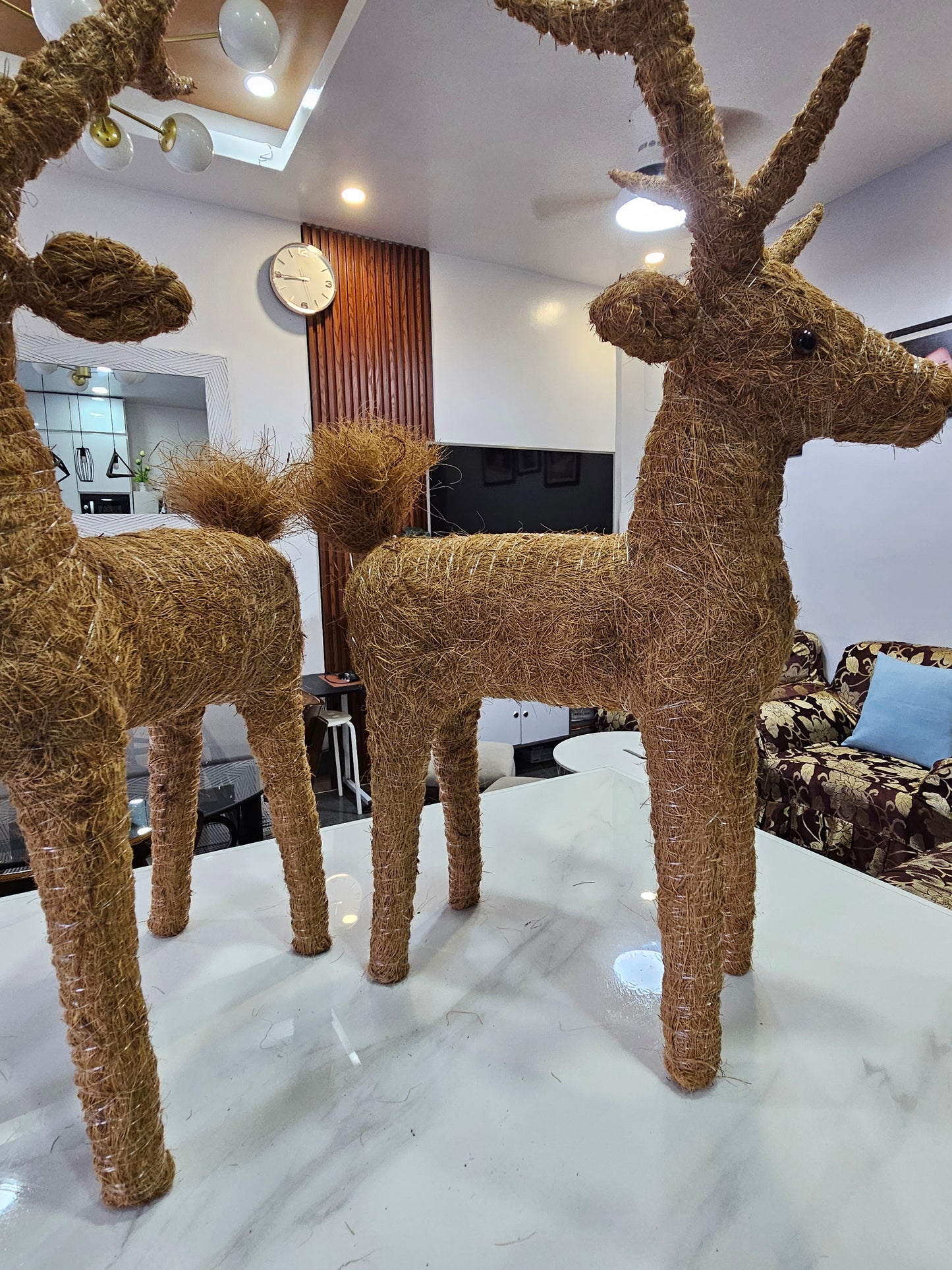 2FT Reindeer Christmas Decoration Handicraft Coco Fiber Xmas Decor - 2 PCS