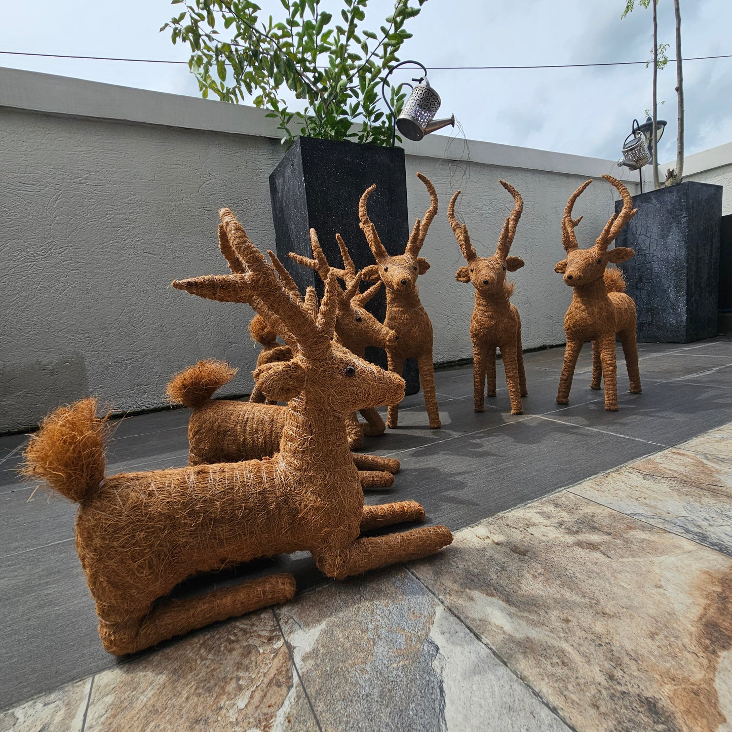 2FT Reindeer Christmas Decoration Handicraft Coco Fiber Xmas Decor - 2 PCS