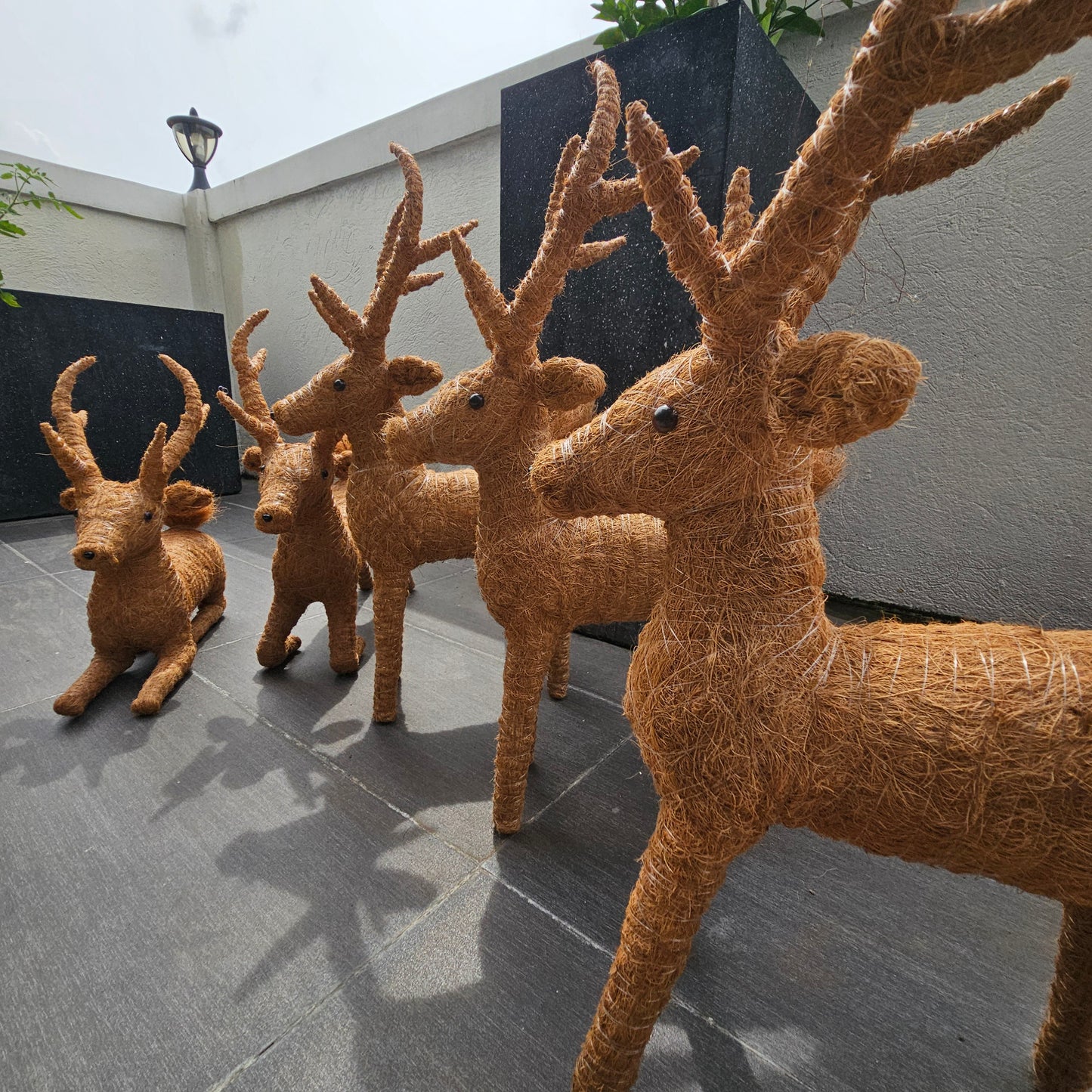 2FT Reindeer Christmas Decoration Handicraft Coco Fiber Xmas Decor - 2 PCS