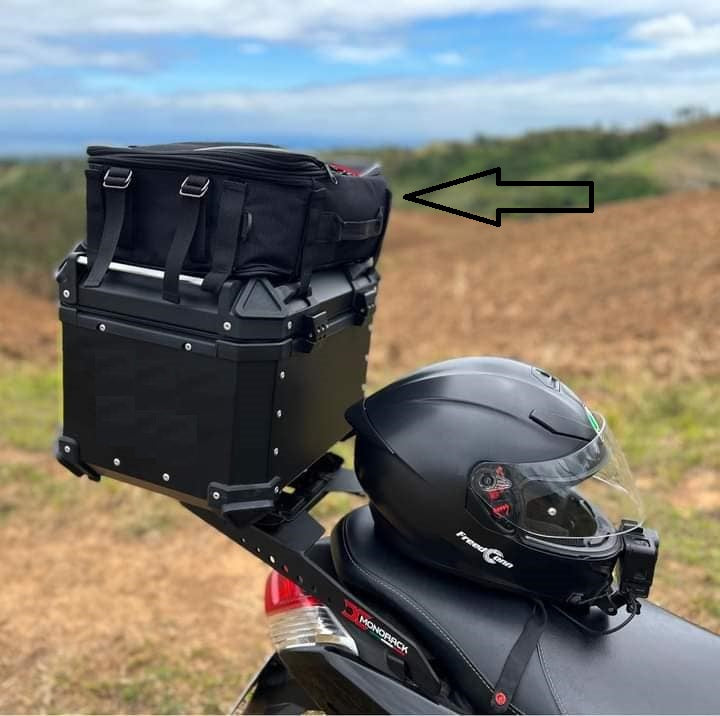 Topbox Bag for Motorcycle Extension Top Box Bag Convertible to Carry Body Bag Sling Bag with Dual Reflector for 65L 45L and Below Alloy Box